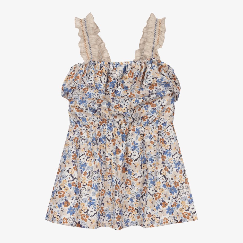 Dr. Kid - Girls Blue Floral Dress | Childrensalon