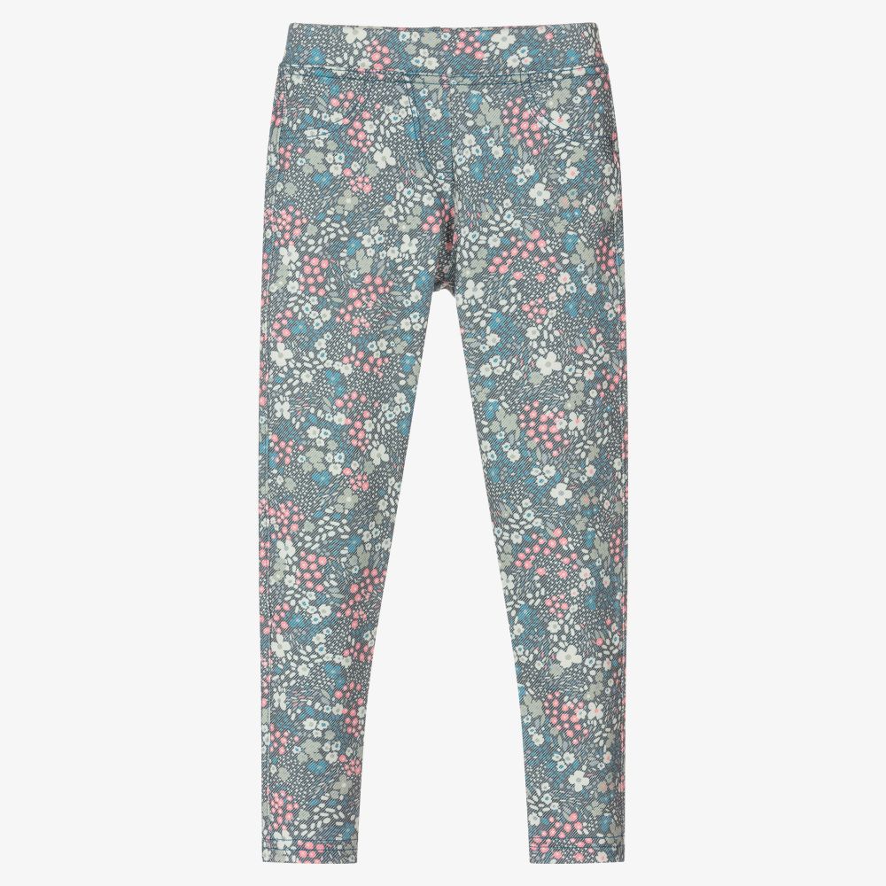 Dr. Kid-Girls Blue Floral Leggings | Childrensalon Outlet