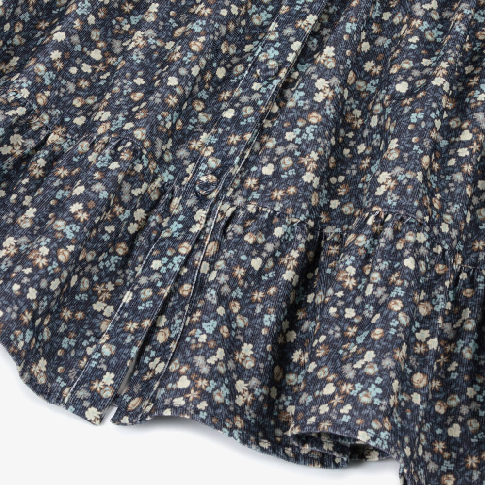 Dr. Kid-Платье с синим цветочным узором и оборками для девочек | Childrensalon Outlet