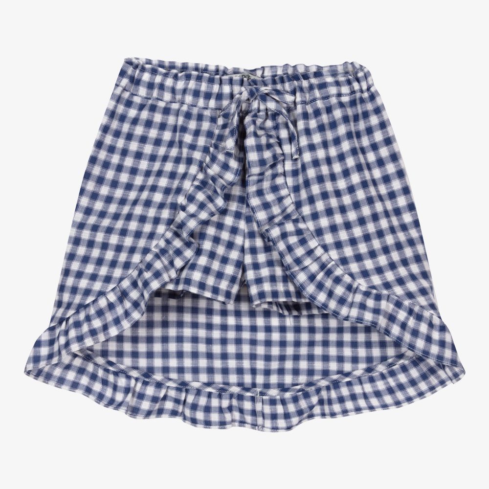 Dr. Kid - Jupe-short bleu vichy Fille  | Childrensalon