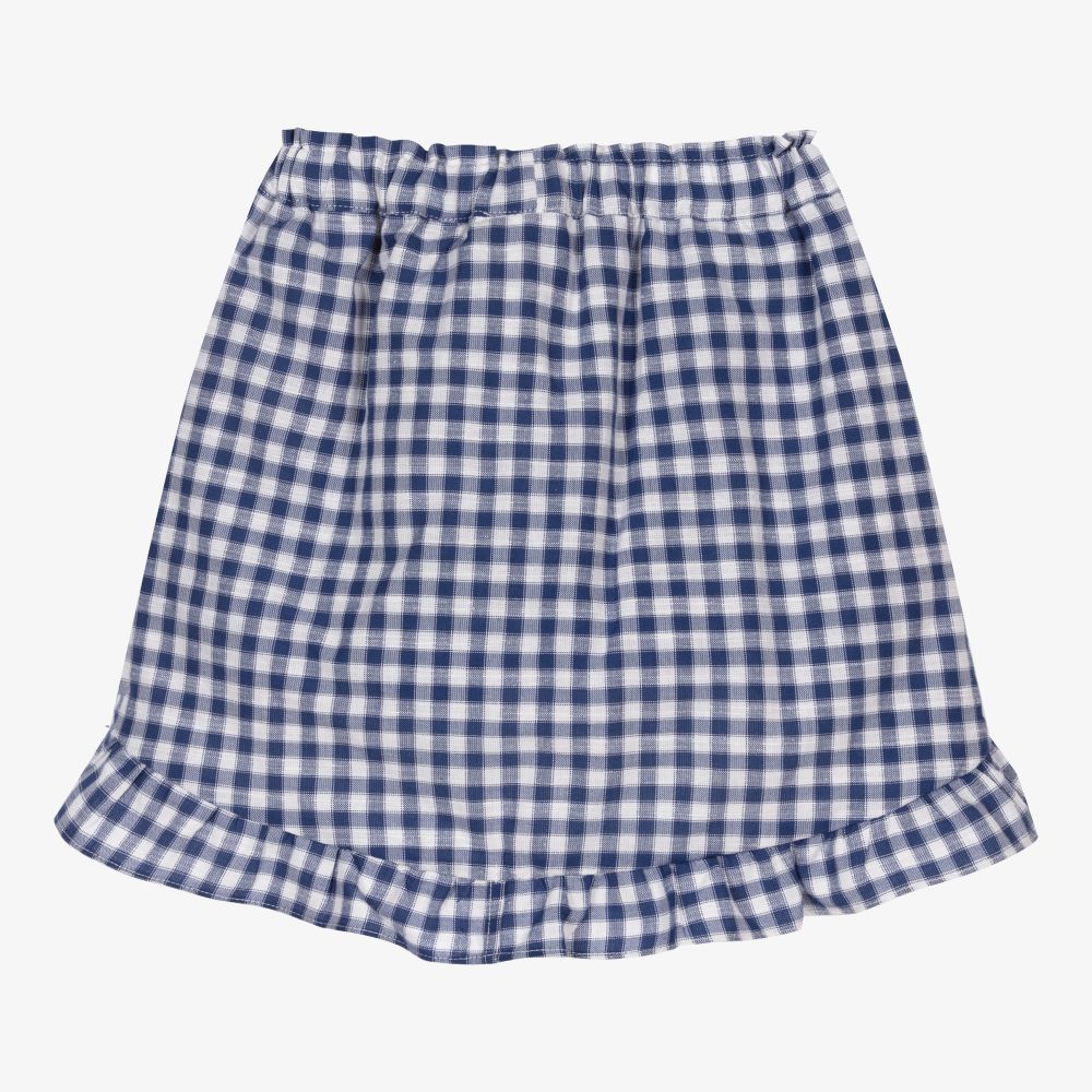 Dr. Kid-Голубая юбка-шорты в мелкую клетку для девочек | Childrensalon Outlet
