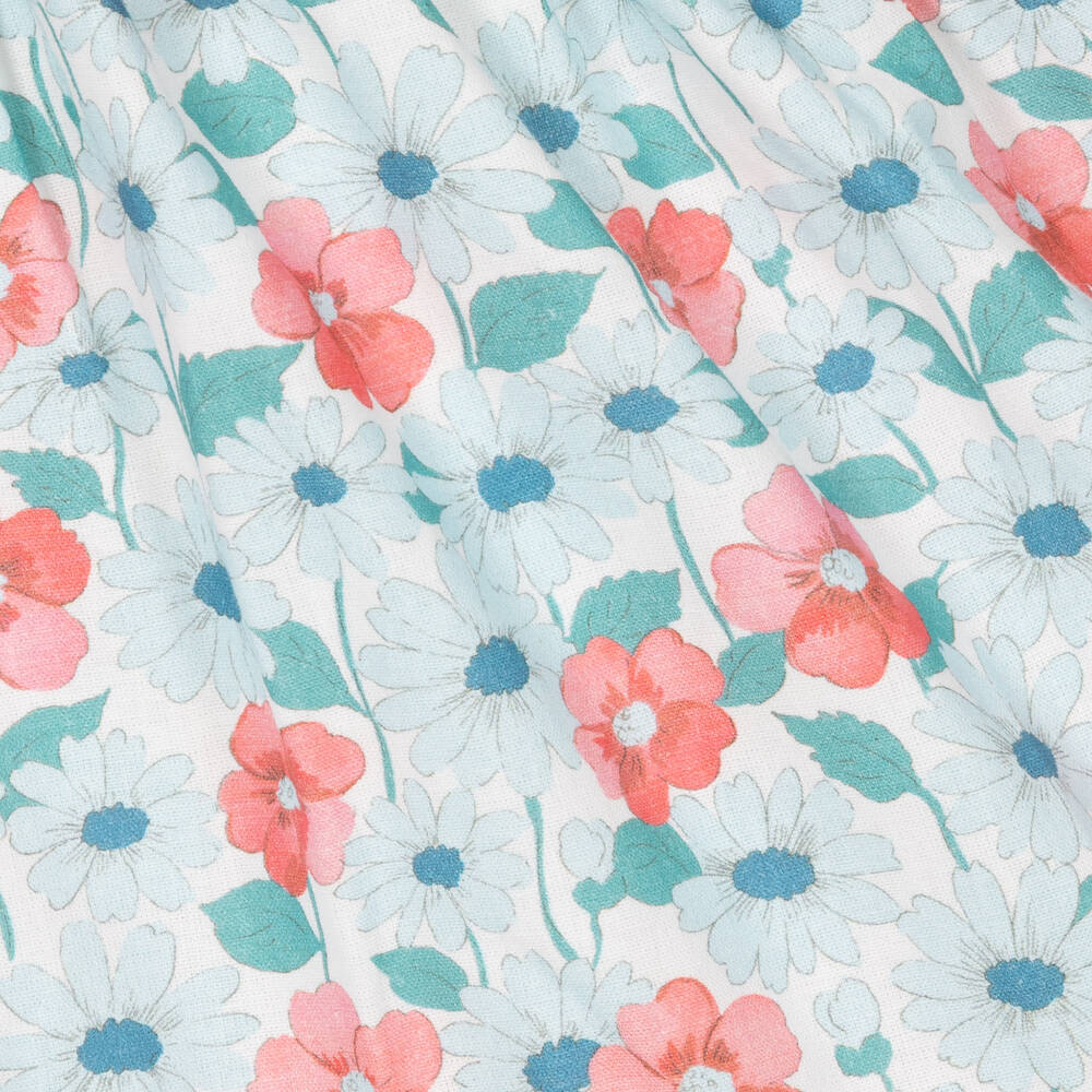 Dr. Kid-فستان قطن لون أزرق وزهري بطبعة ورود | Childrensalon Outlet