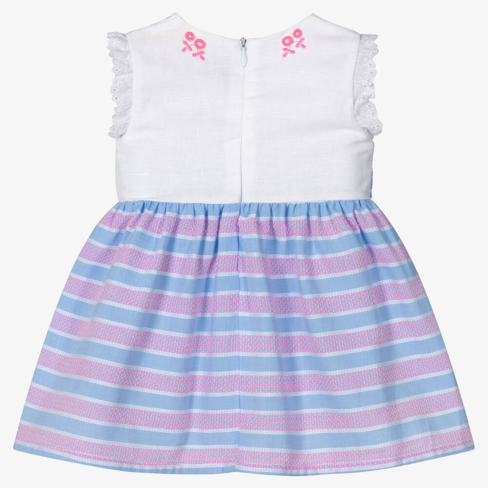 Dr. Kid-Girls Blue & Pink Striped Dress | Childrensalon Outlet