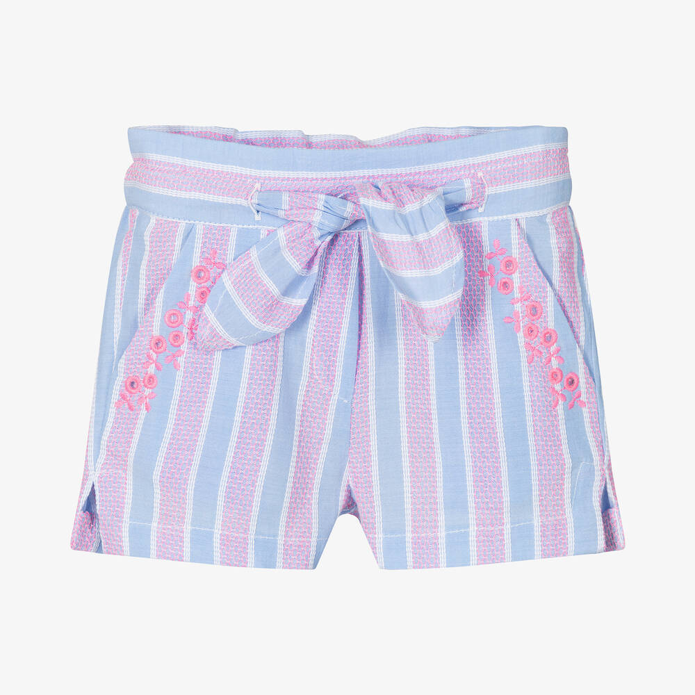 Dr. Kid - Girls Blue & Pink Striped Shorts | Childrensalon