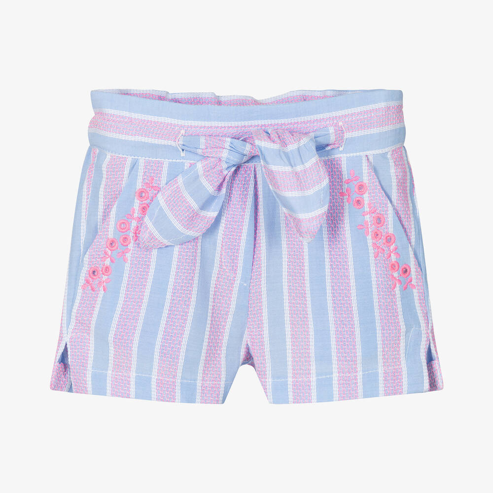 Dr. Kid - Short bleu et rose rayé fille | Childrensalon