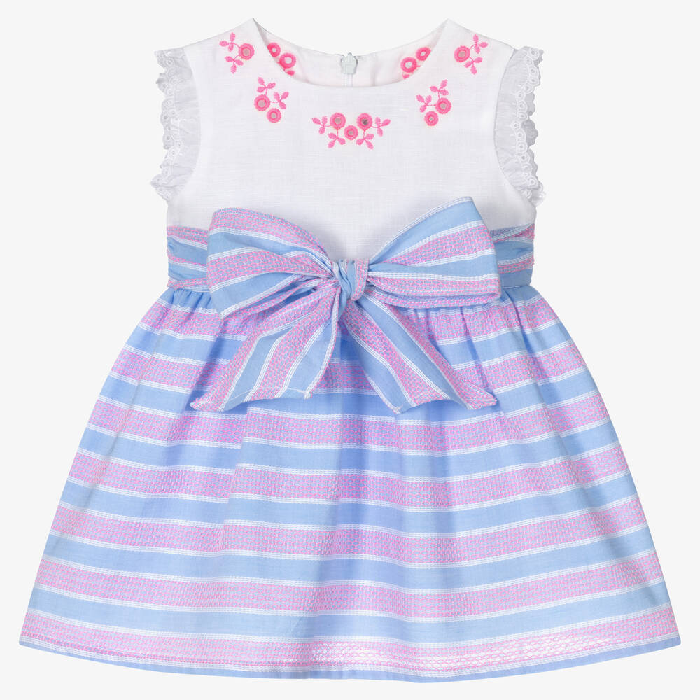 Dr. Kid - Robe bleue et rose rayée fille | Childrensalon