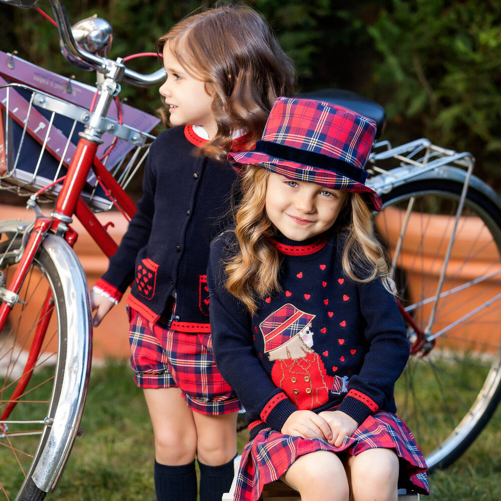 Dr. Kid-Girls Blue & Red Cardigan | Childrensalon Outlet