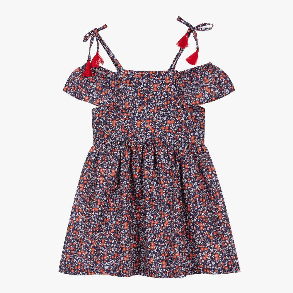 Dr. Kid - Geblümtes Kleid in Blau und Rot (M) | Childrensalon