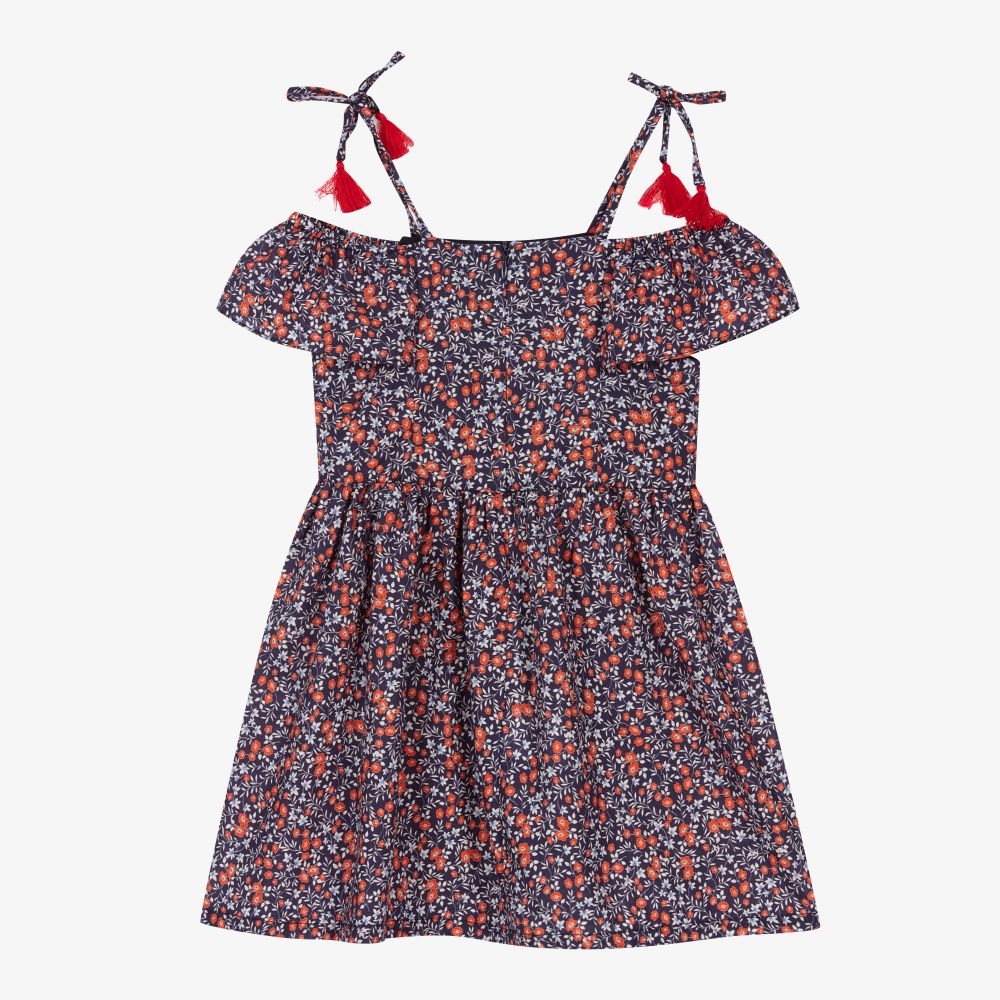 Dr. Kid-Girls Blue & Red Floral Dress | Childrensalon Outlet