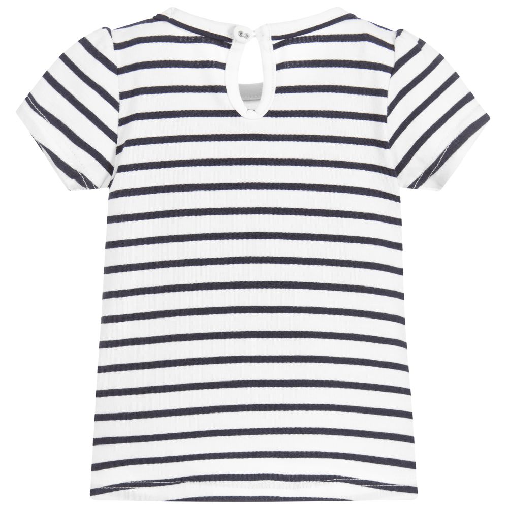 Dr. Kid-Girls Blue Stripe Love T-Shirt | Childrensalon Outlet