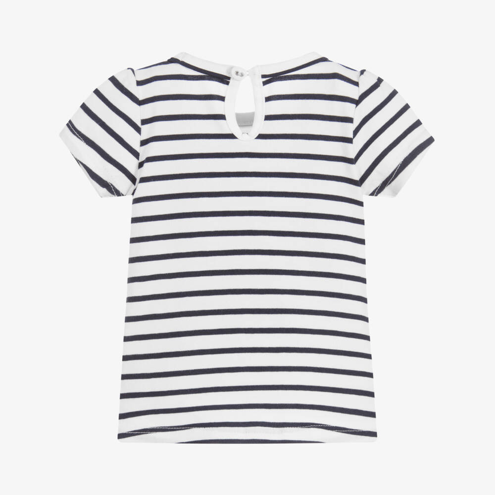 Dr. Kid-Girls Blue Stripe Love T-Shirt | Childrensalon Outlet