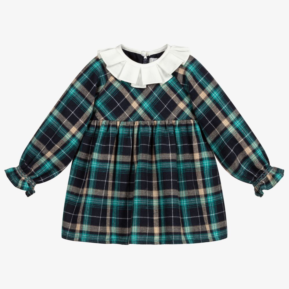 Dr. Kid - Girls Blue Tartan Cotton Dress | Childrensalon