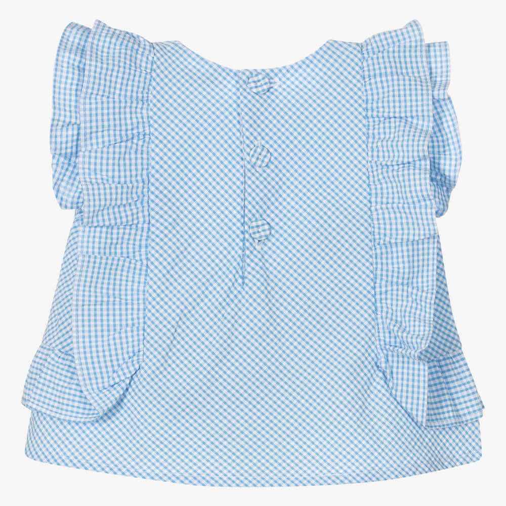 Dr. Kid-Girls Blue & White Gingham Check Blouse | Childrensalon Outlet