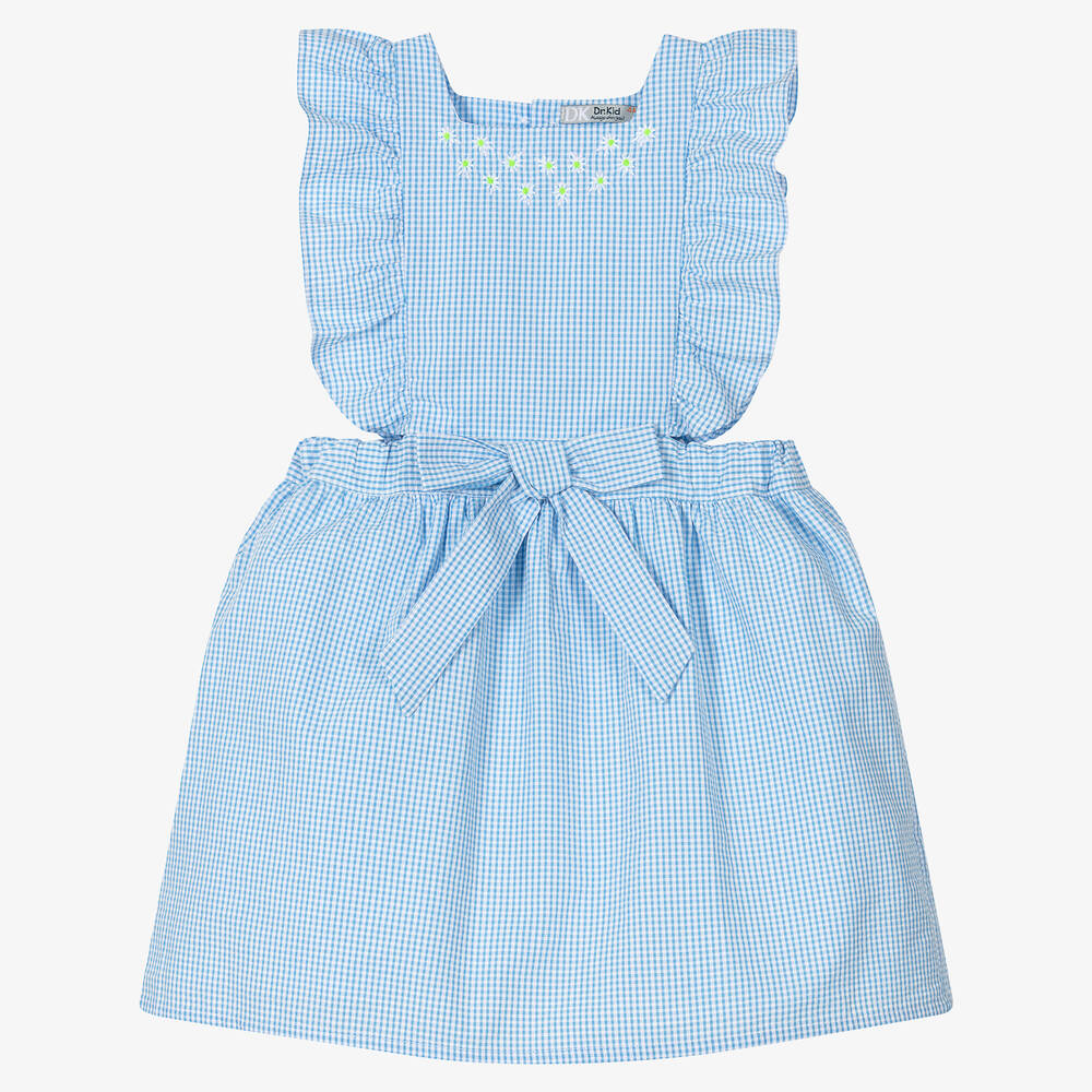 Light blue top checkered dress