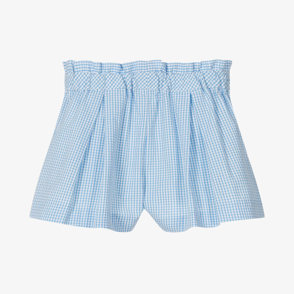 Dr. Kid-شورت أطفال بناتي قطن كاروهات لون أزرق وأبيض | Childrensalon Outlet