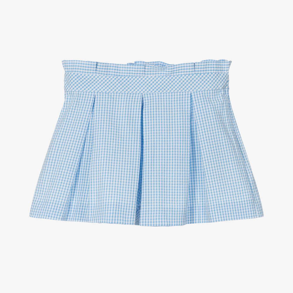 Dr. Kid - Girls Blue & White Gingham Check Shorts | Childrensalon