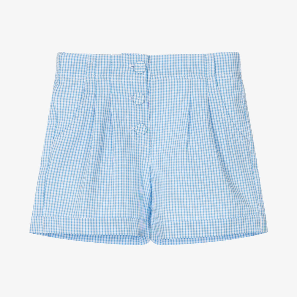 Dr. Kid-Girls Blue & White Gingham Shorts | Childrensalon Outlet