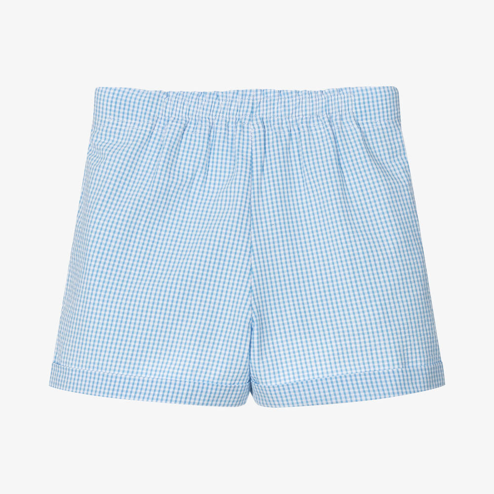 Dr. Kid-Girls Blue & White Gingham Shorts | Childrensalon Outlet