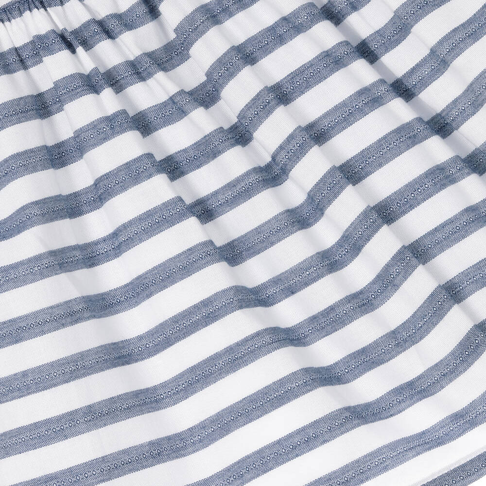 Dr. Kid-Girls Blue & White Striped Cotton Dress | Childrensalon Outlet
