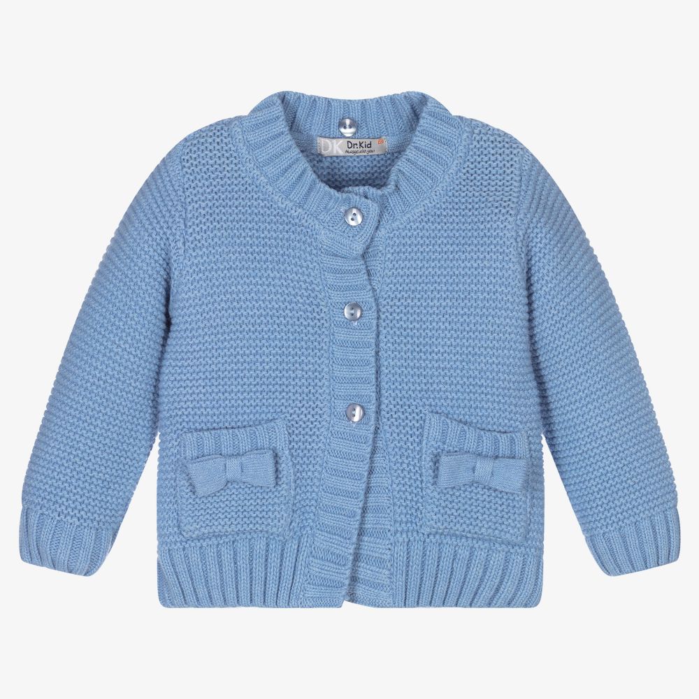 Dr. Kid-Girls Blue Wool Knit Cardigan | Childrensalon Outlet