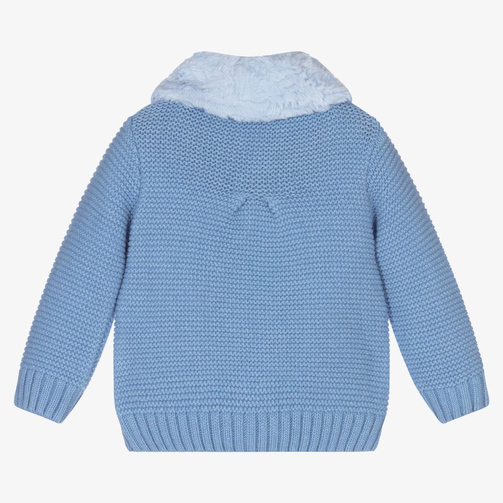 Dr. Kid-Girls Blue Wool Knit Cardigan | Childrensalon Outlet