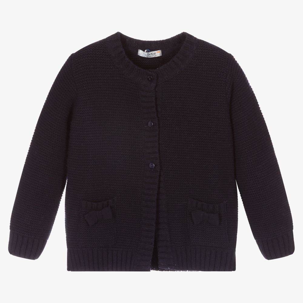 Dr. Kid-Girls Blue Wool Knit Cardigan | Childrensalon Outlet