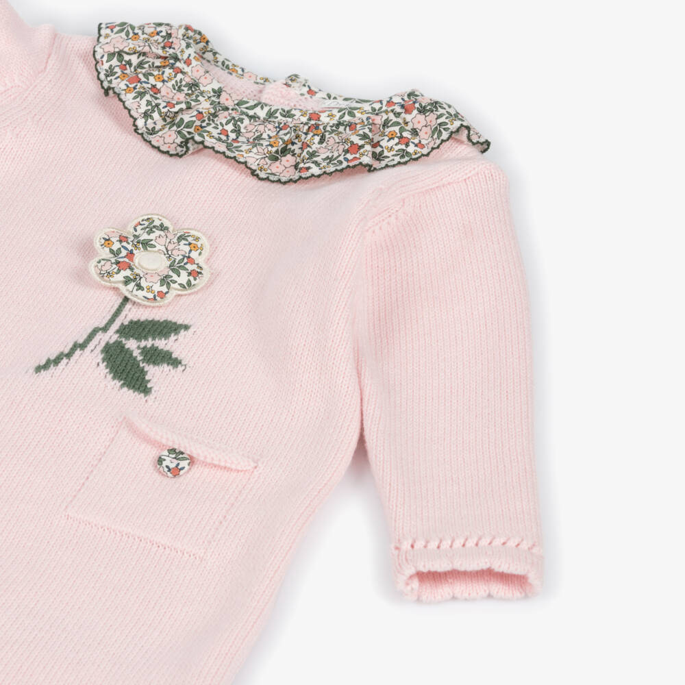 Dr. Kid-Girls Blush Cotton Wool Knit Babygrow | Childrensalon Outlet