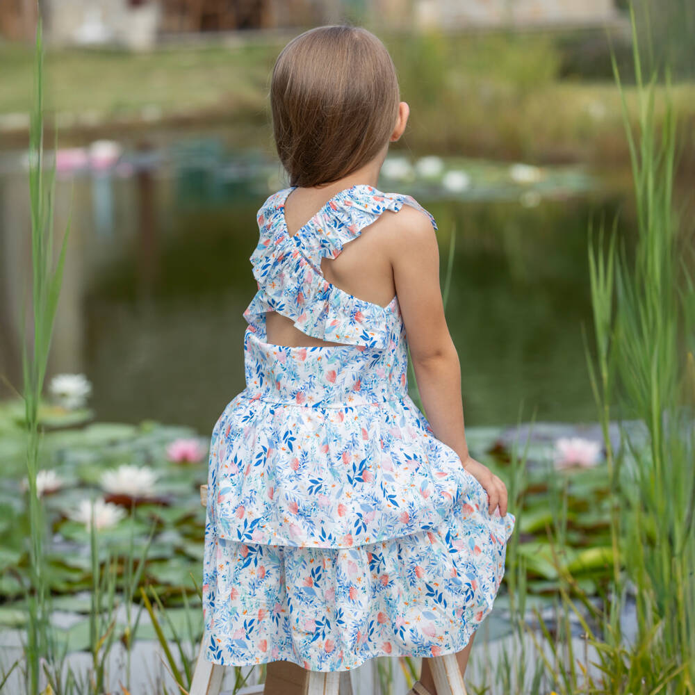 Dr. Kid-Легкое платье с синим принтом для девочек | Childrensalon Outlet
