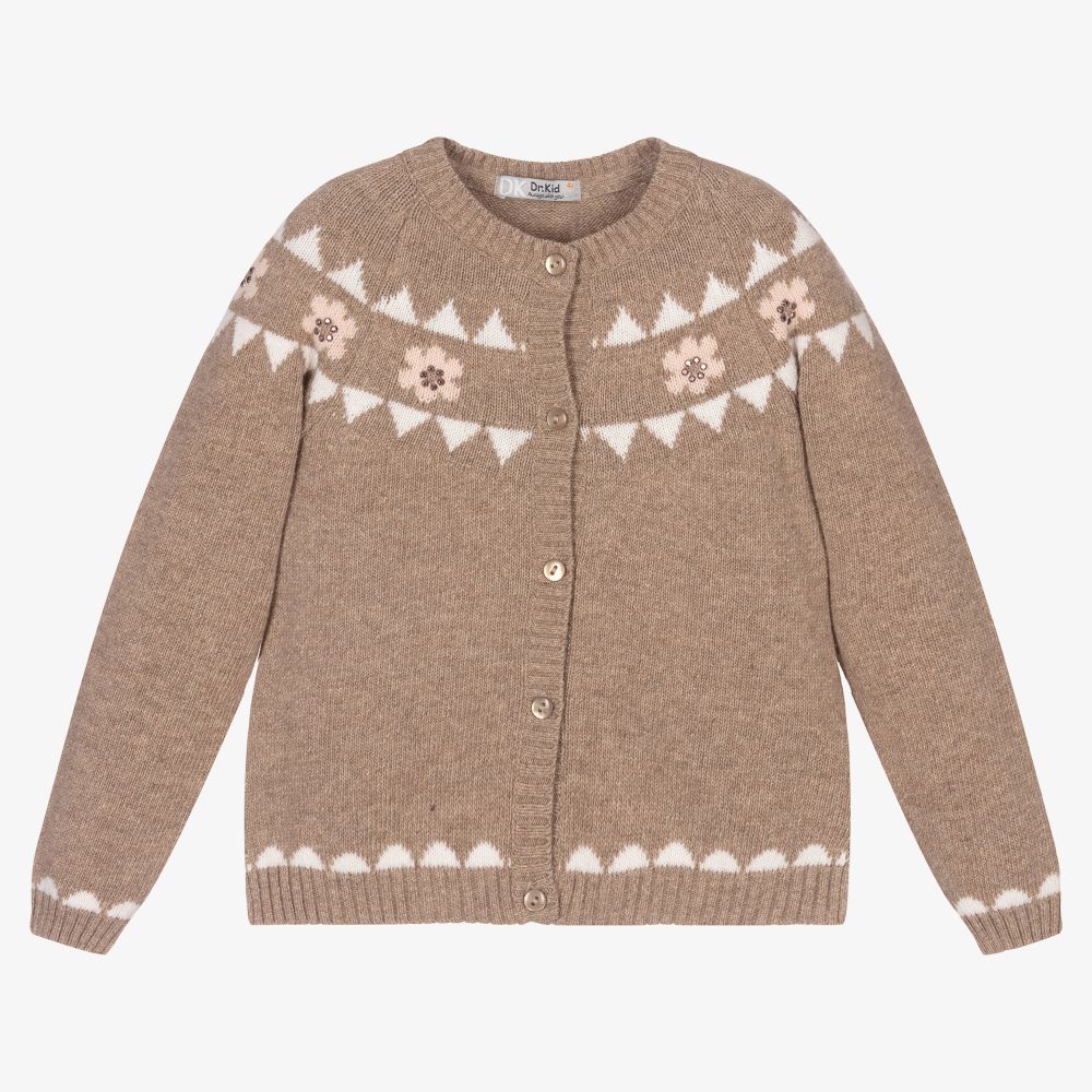 Dr. Kid - Girls Brown Knitted Cardigan | Childrensalon