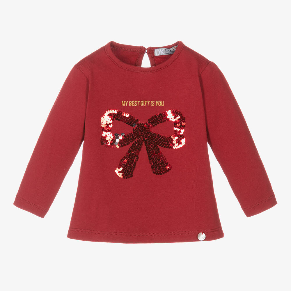 Dr. Kid - Girls Cotton Red Bow Top | Childrensalon