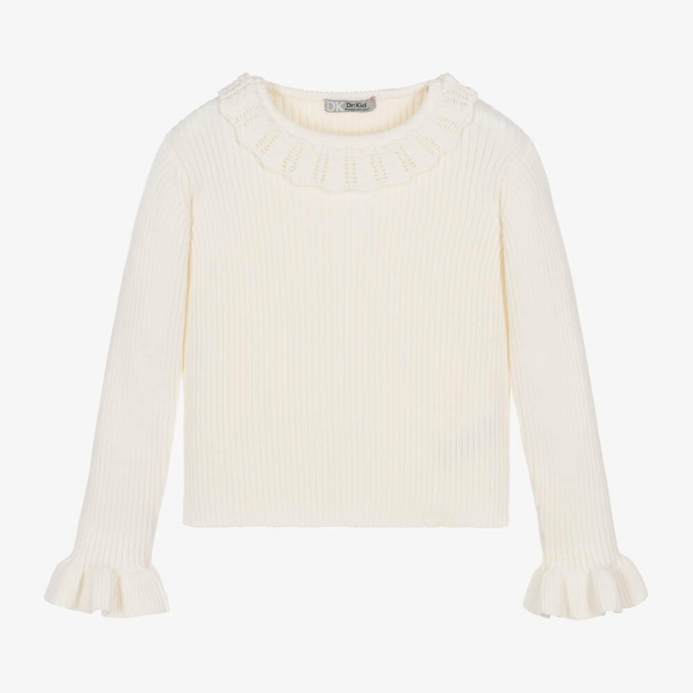 Dr. Kid-Girls Cream Cotton Wool Jumper | Childrensalon Outlet