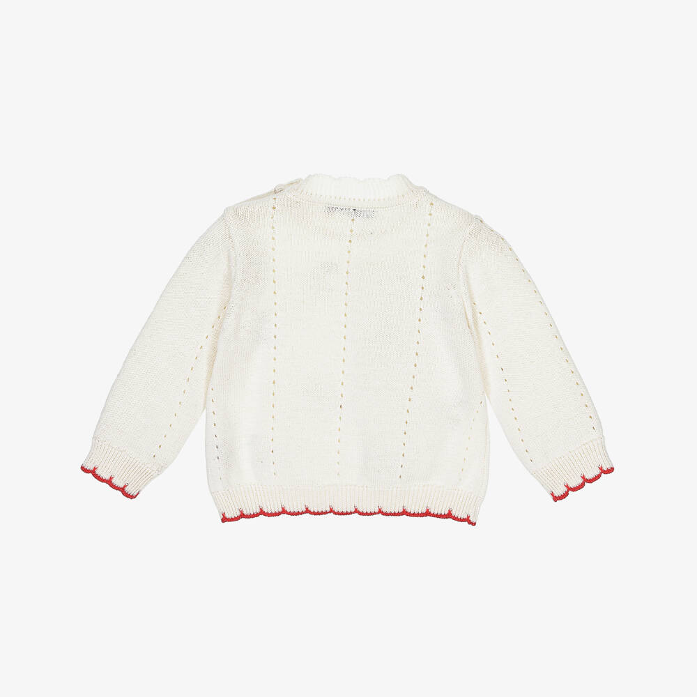 Dr. Kid-Girls Creamy Cotton Cherry Knit Jumper | Childrensalon Outlet