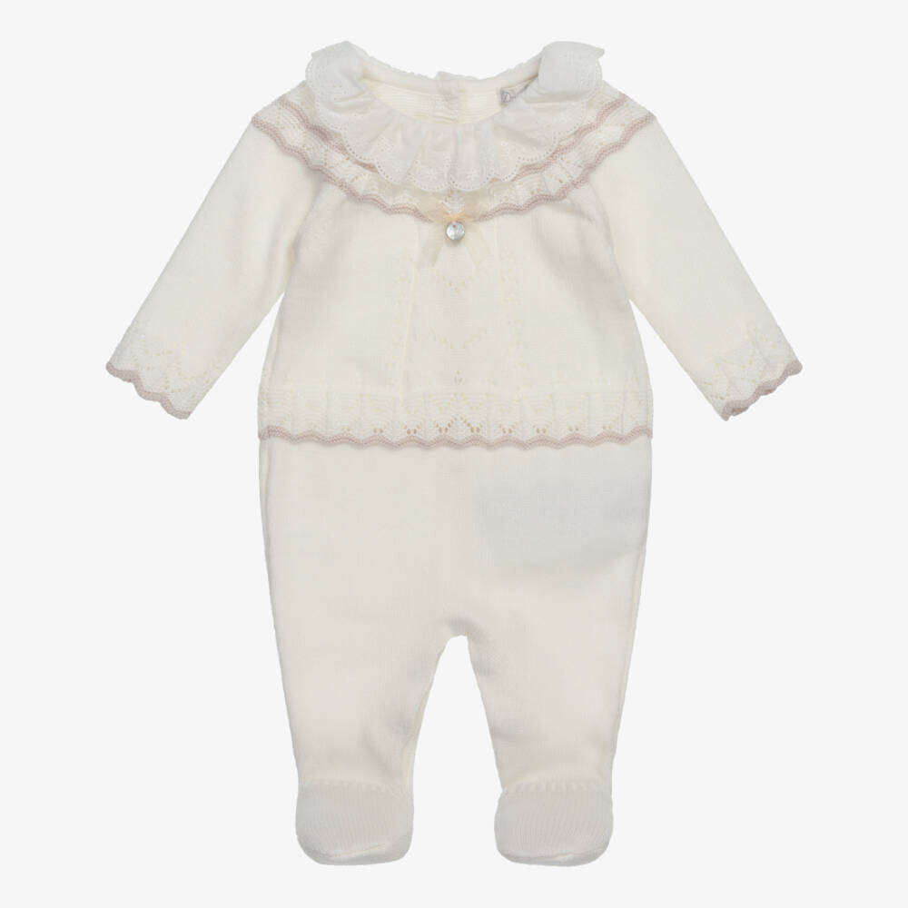 Dr. Kid-Girls Creamy Knit Buttoned Babygrow | Childrensalon Outlet