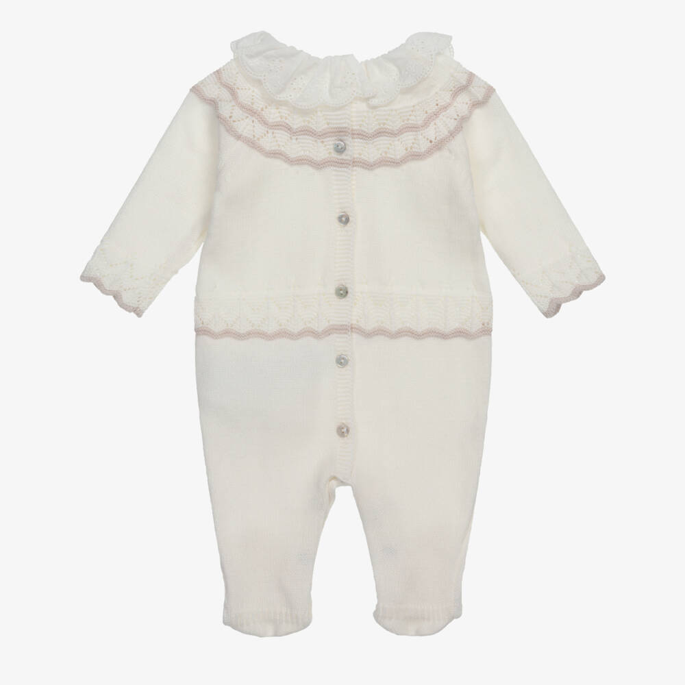 Dr. Kid-Girls Creamy Knit Buttoned Babygrow | Childrensalon Outlet