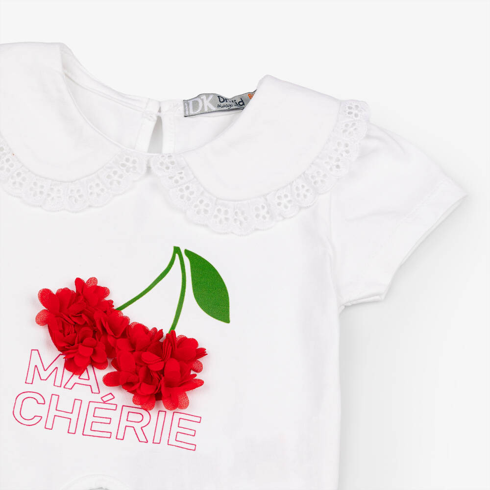 Dr. Kid-Белый топ с вишнями для девочек | Childrensalon Outlet