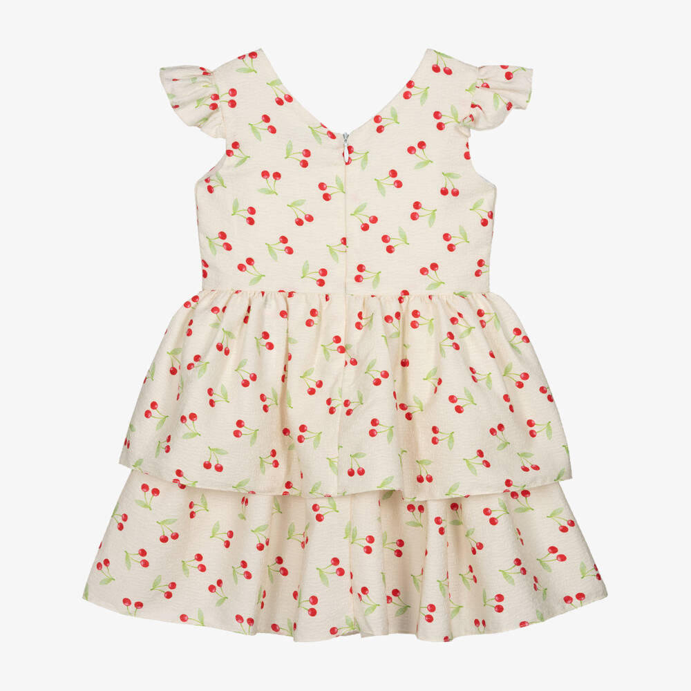 Dr. Kid-Элегантное кремовое платье с вишнями для девочек | Childrensalon Outlet