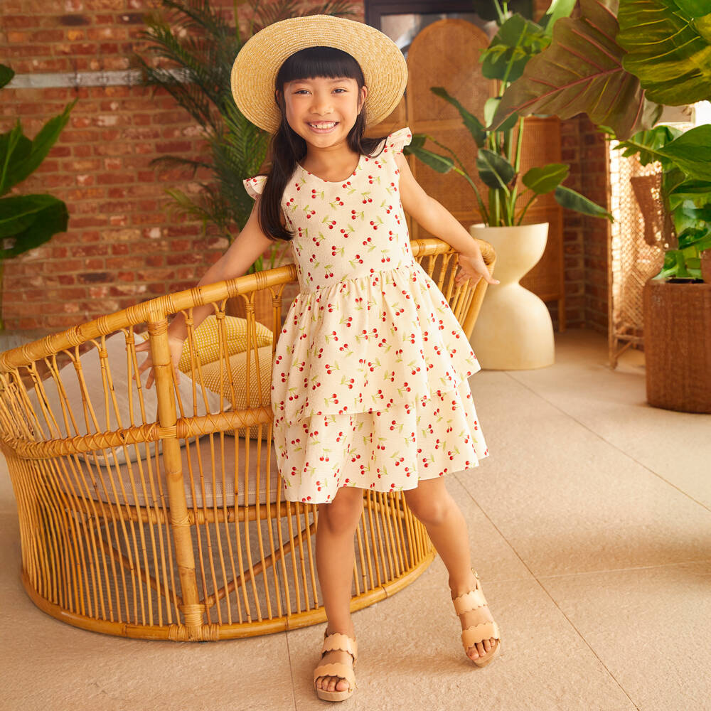 Dr. Kid-Элегантное кремовое платье с вишнями для девочек | Childrensalon Outlet