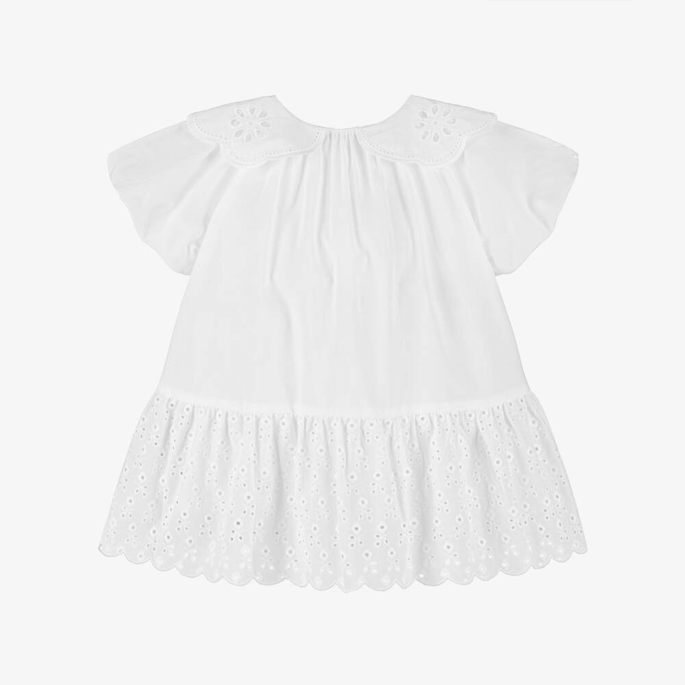Dr. Kid-Girls Elegant White Cutwork Dress | Childrensalon Outlet