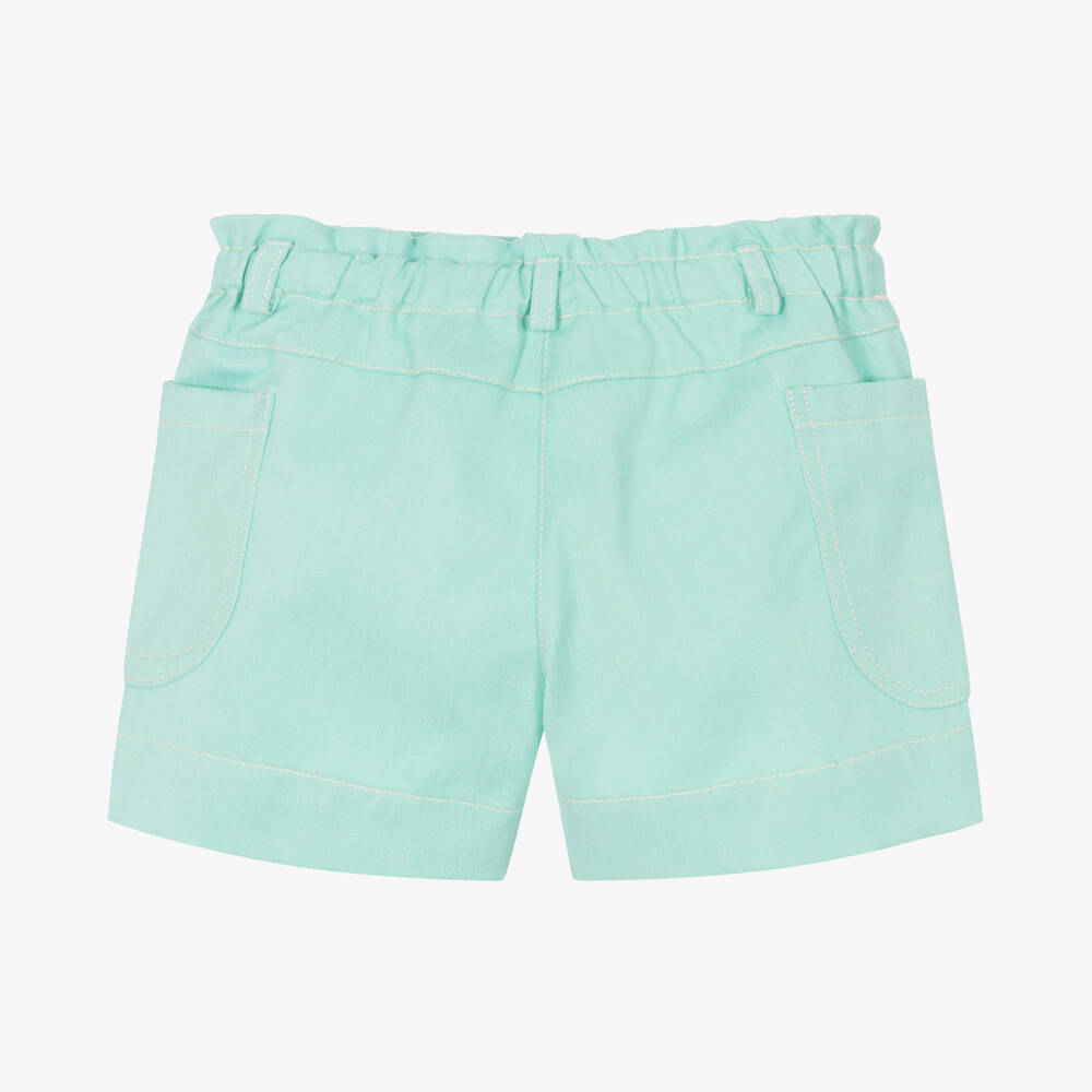 Dr. Kid-Girls Green Denim Patch Pocket Shorts | Childrensalon Outlet