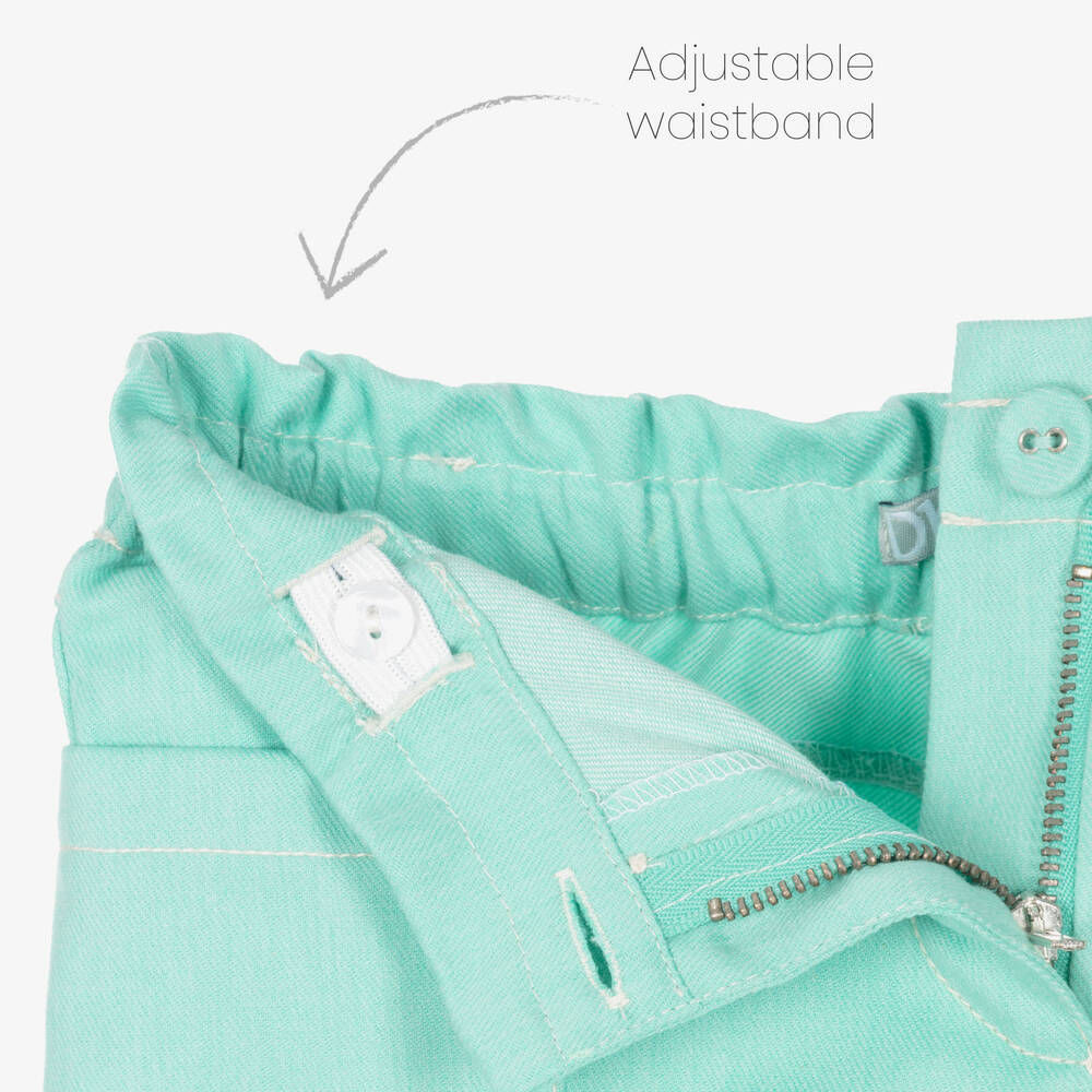 Dr. Kid-Girls Green Denim Patch Pocket Shorts | Childrensalon Outlet