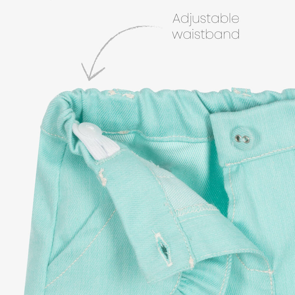 Dr. Kid-Girls Green Frill Cotton Twill Shorts | Childrensalon Outlet