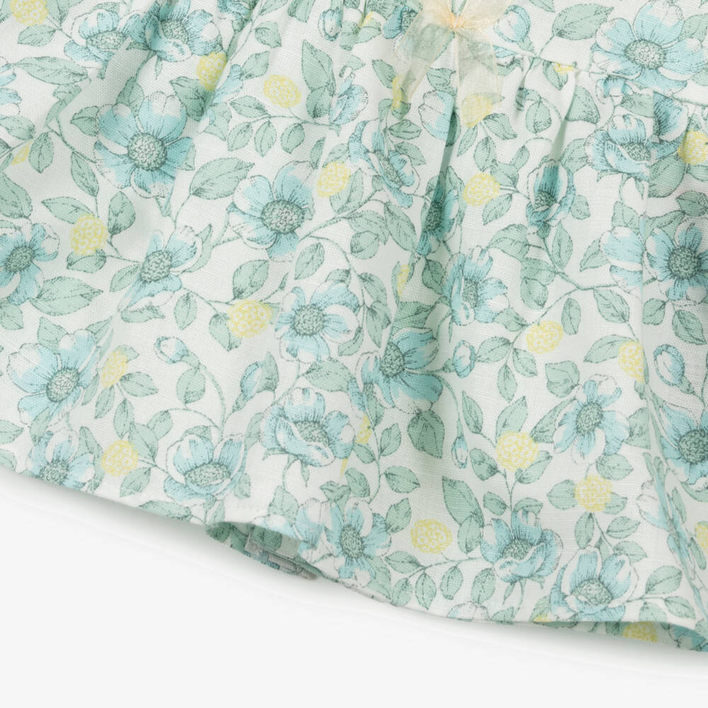 Dr. Kid-Girls Green Linen-Cotton Top | Childrensalon Outlet