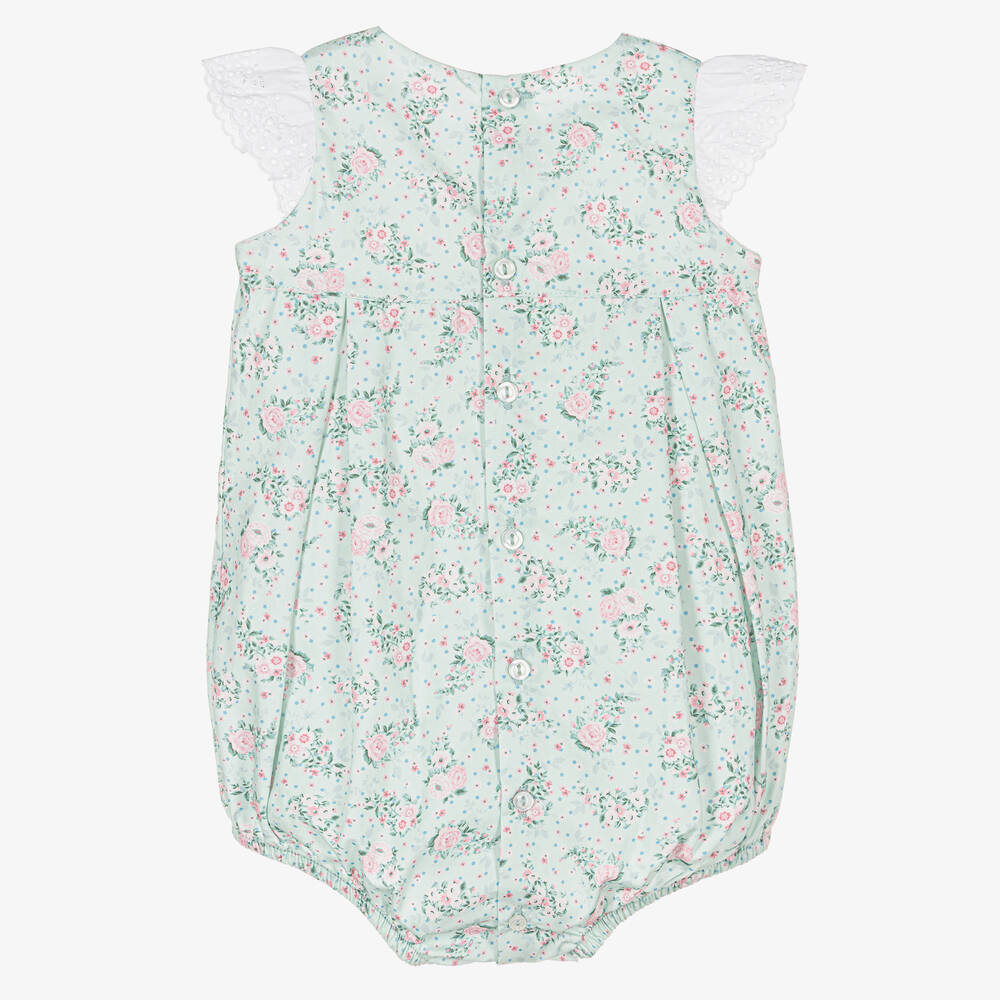 Dr. Kid-Girls Green & Pink Floral Cotton Shortie | Childrensalon Outlet