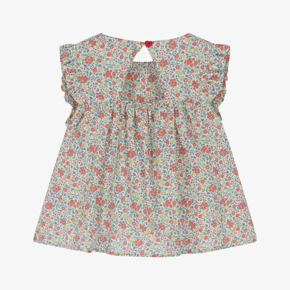 Dr. Kid-Girls Green & Red Floral Print Blouse | Childrensalon Outlet