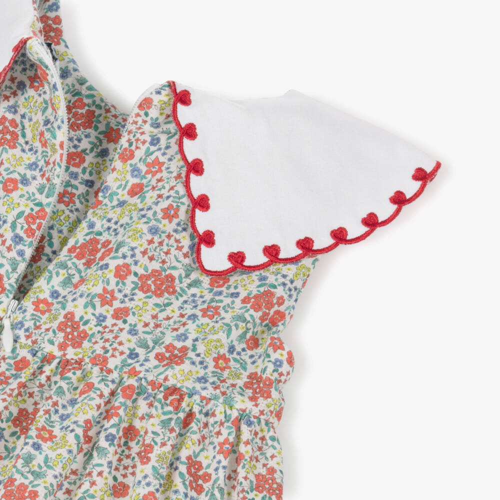 Dr. Kid-Girls Green & Red Floral Print Sleeveless Dress | Childrensalon Outlet