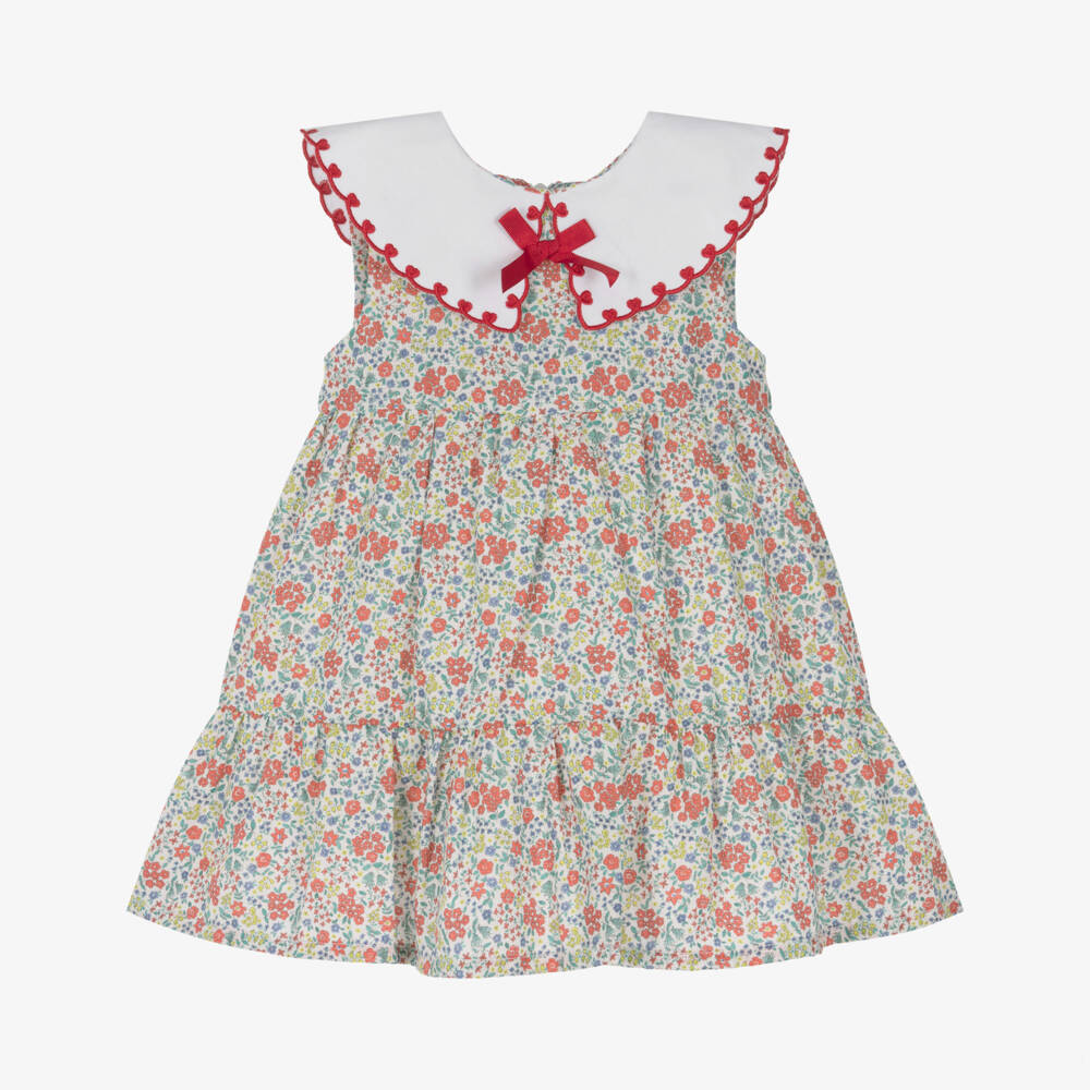 Dr. Kid-Girls Green & Red Floral Print Sleeveless Dress | Childrensalon Outlet