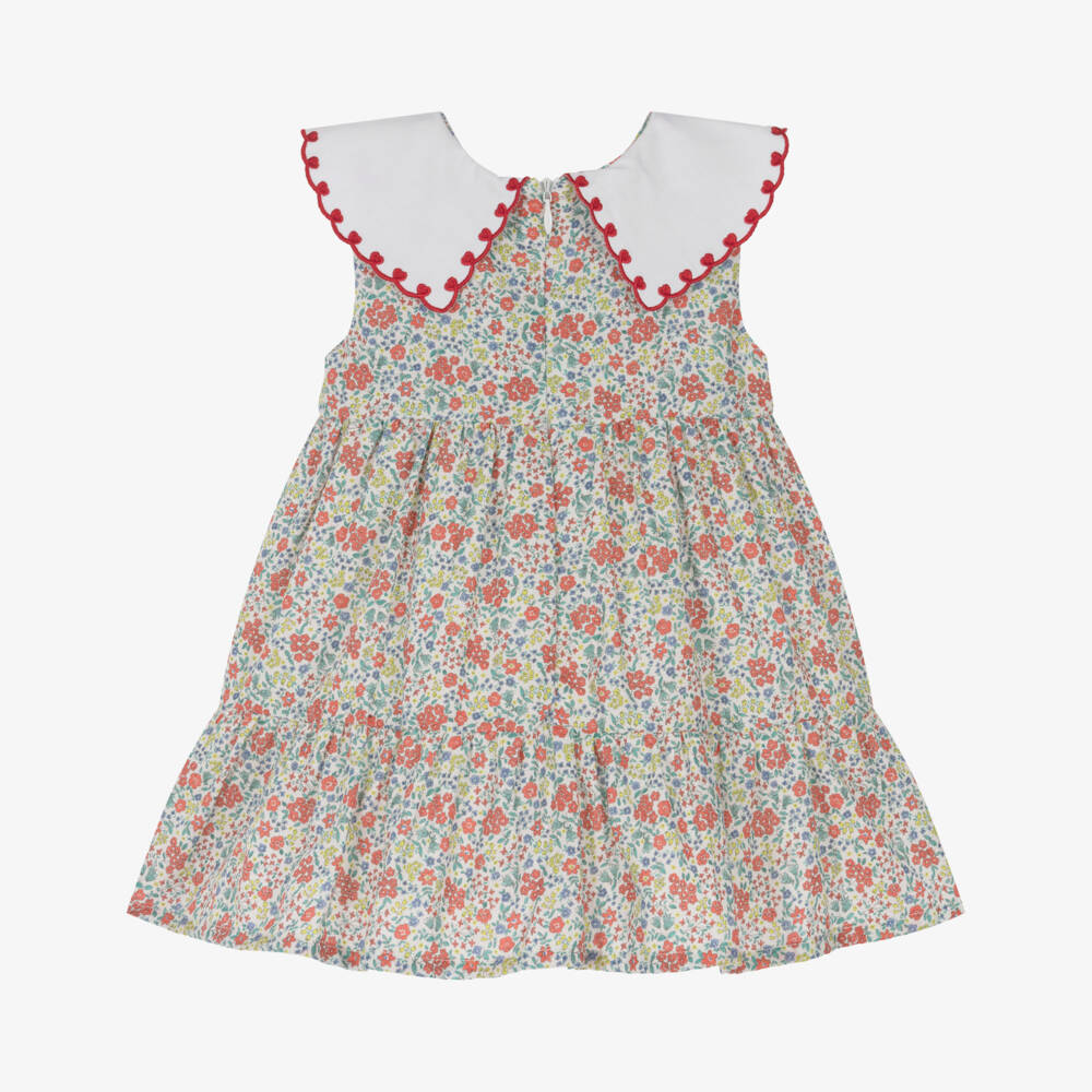Dr. Kid-Girls Green & Red Floral Print Sleeveless Dress | Childrensalon Outlet