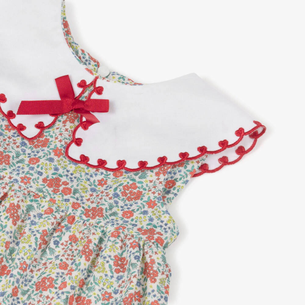 Dr. Kid-Girls Green & Red Floral Print Sleeveless Dress | Childrensalon Outlet
