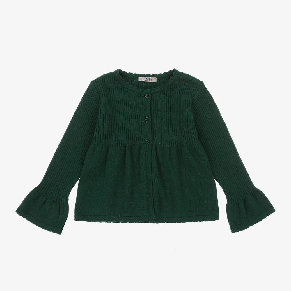 Dr. Kid - Girls Green Wool & Cotton Cardigan | Childrensalon