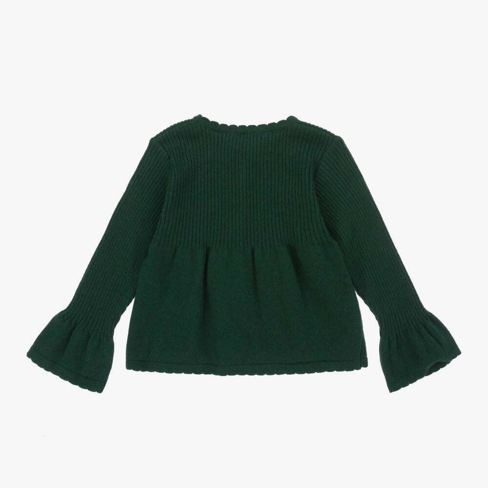 Dr. Kid-Girls Green Wool & Cotton Cardigan | Childrensalon Outlet